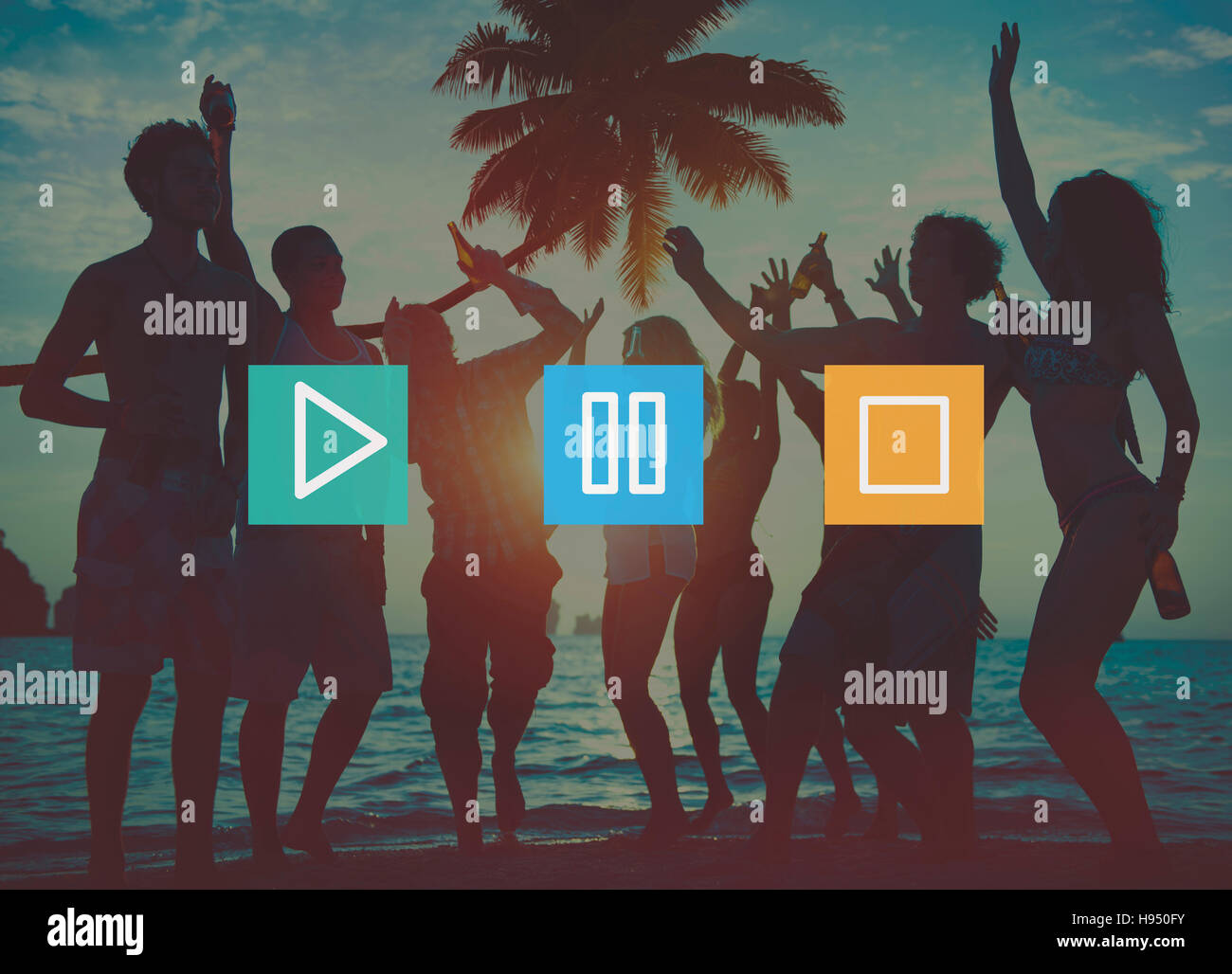 Schaltflächen Multimedia-Play Pause Stop-Konzept Stockfoto