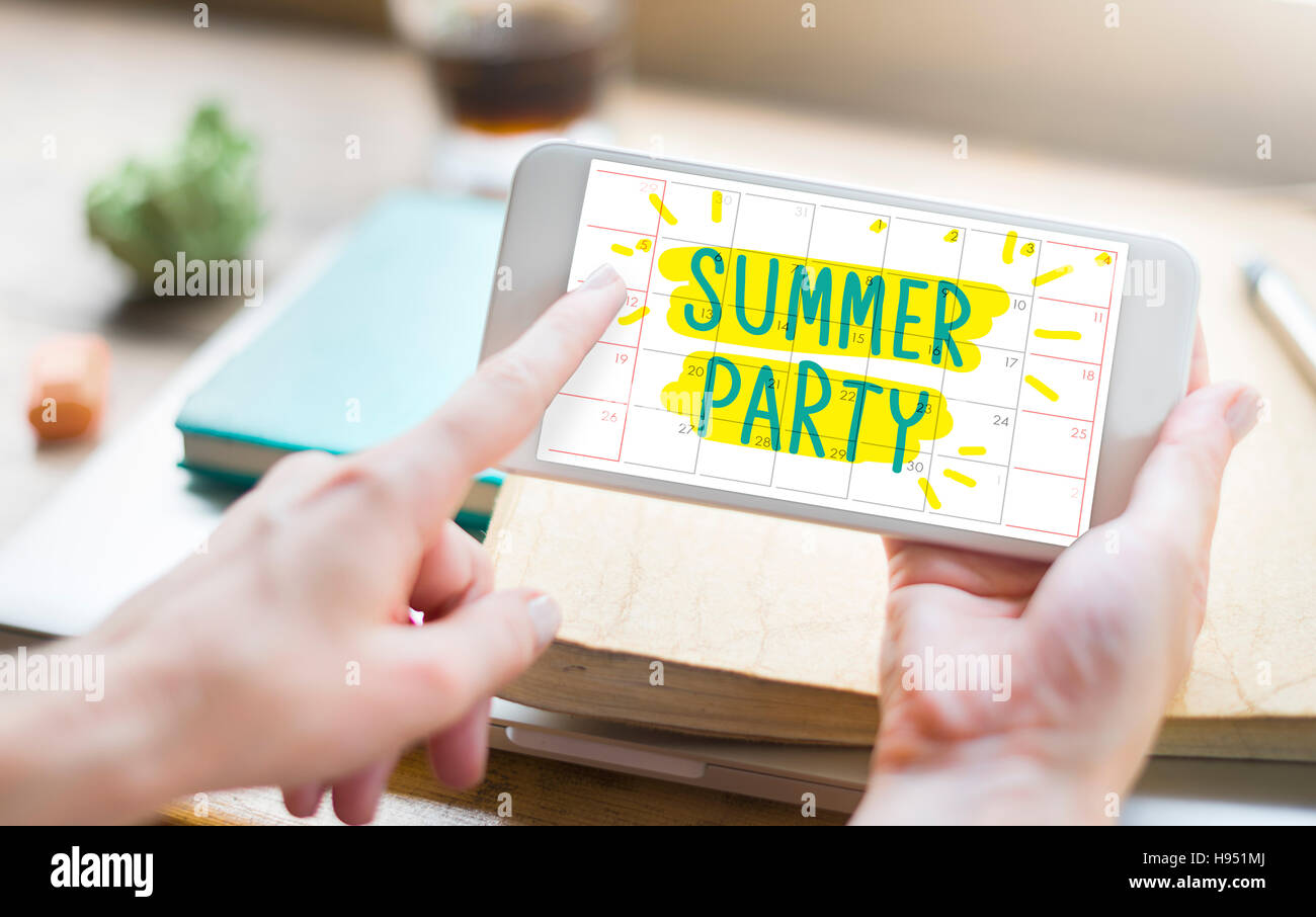 Suumer Party Feier im Sommer Strand Konzept Stockfoto