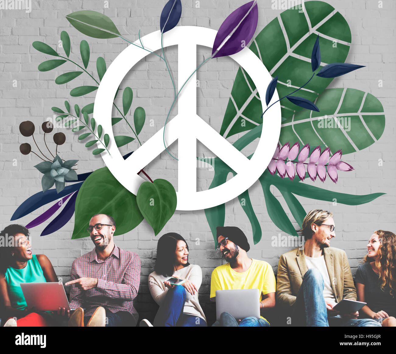 Frieden glücklich Hippie Love Retro-Konzept Stockfoto