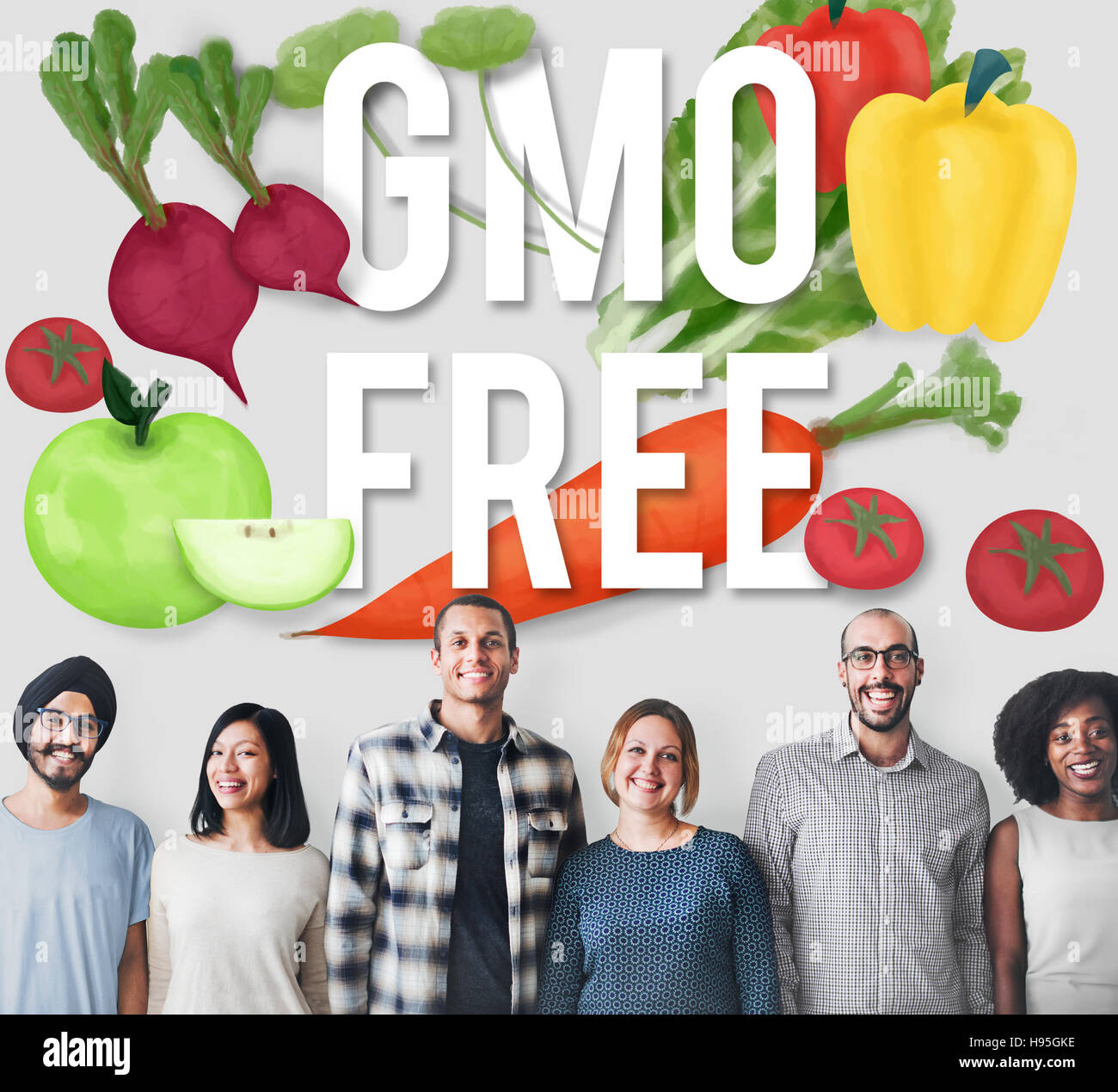 GVO freie veränderter gentechnisch Organismus gesundes Konzept Stockfoto