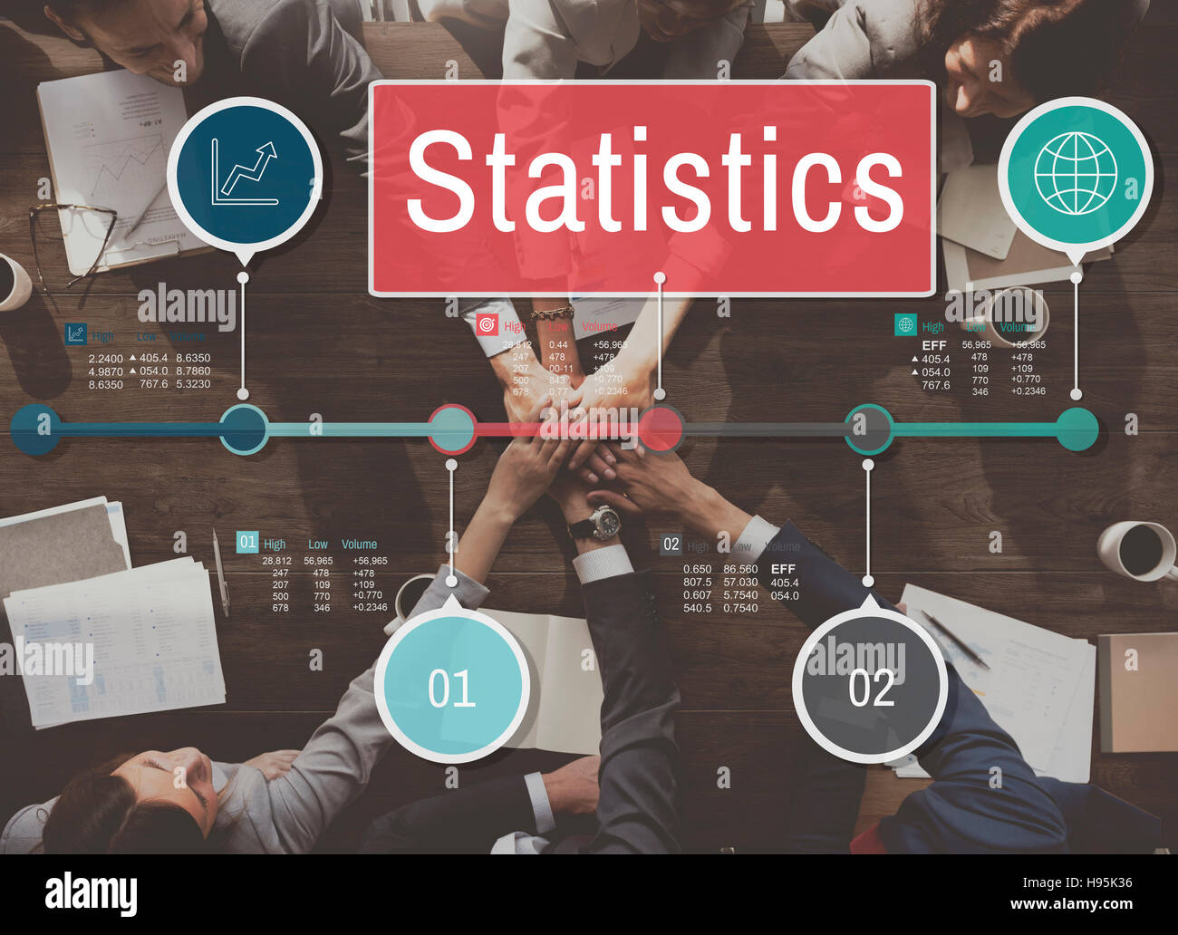 Statistiken Prozesseffizienz Planung Forschungskonzept Stockfoto