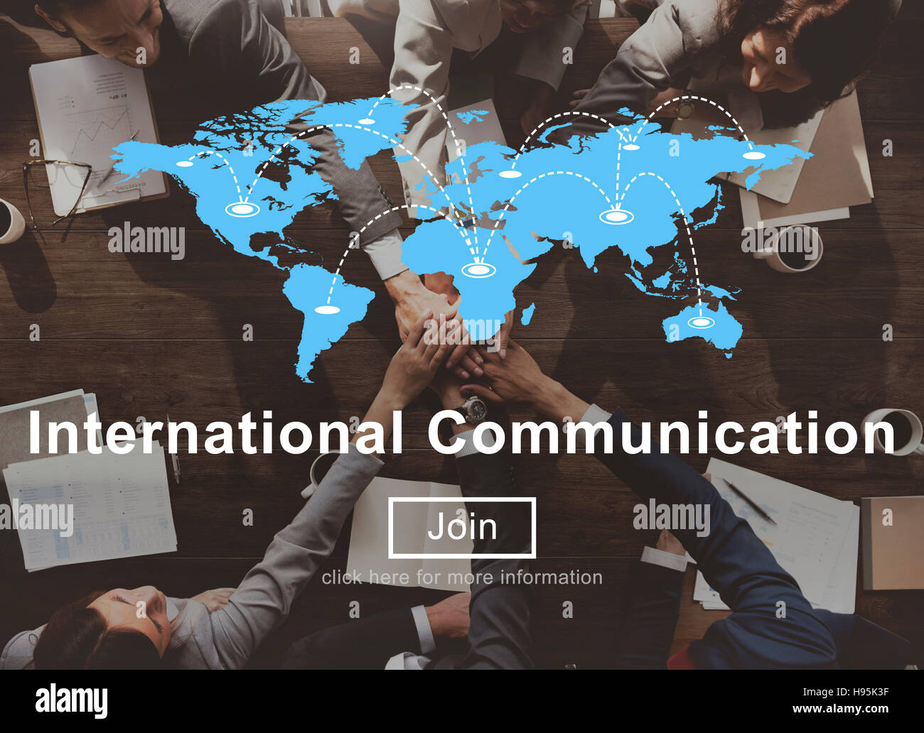 Internationale Kommunikation Verbindung Networking Website-Konzept Stockfoto