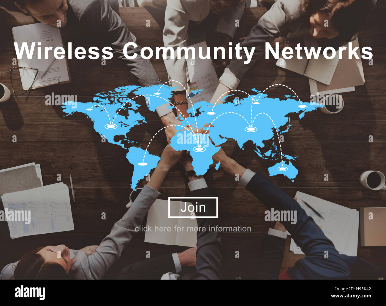Drahtlose Netzwerke Technologie Hotspot Gemeinschaftskonzept Stockfoto