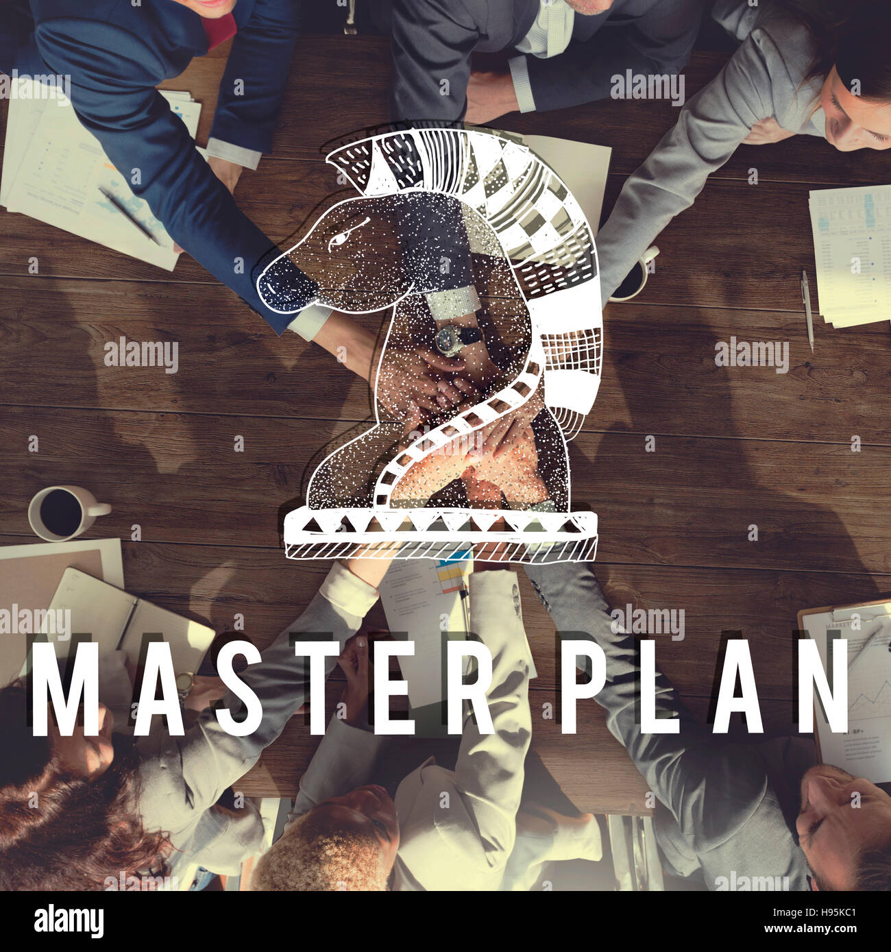 Master Plan Design Einsatzplanung Verfahrenskonzept Stockfoto