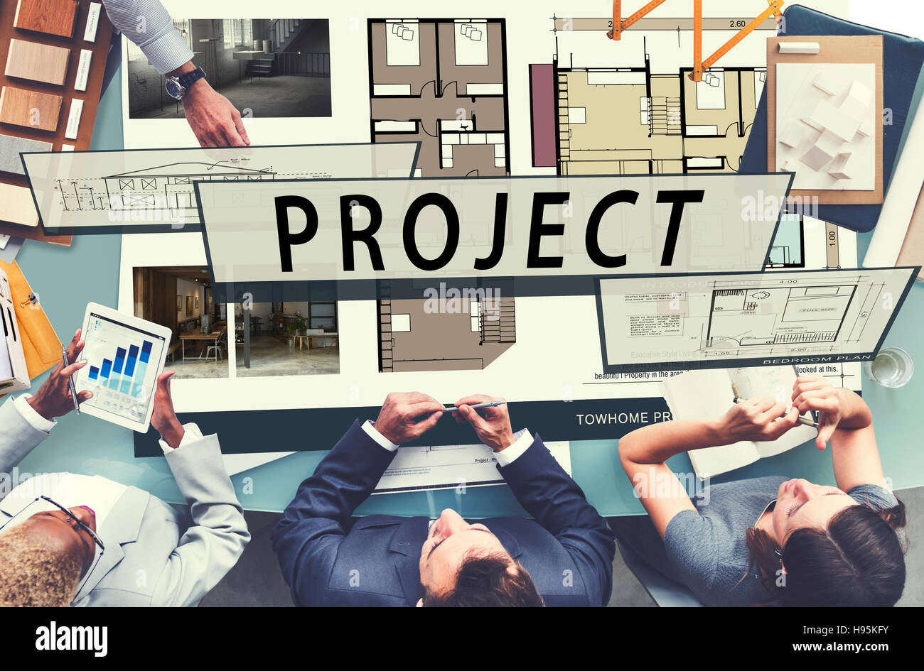 Planen Sie Planung Architektur Blueprint Zeichnung Konzept Stockfoto