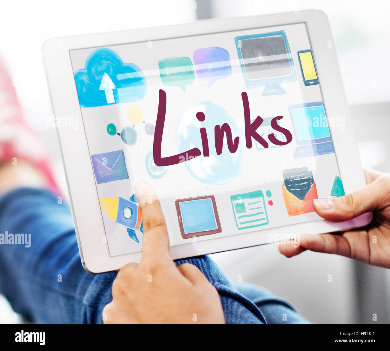 Links Backlinks Hyperlink Verknüpfung Internet Online-Konzept Stockfoto