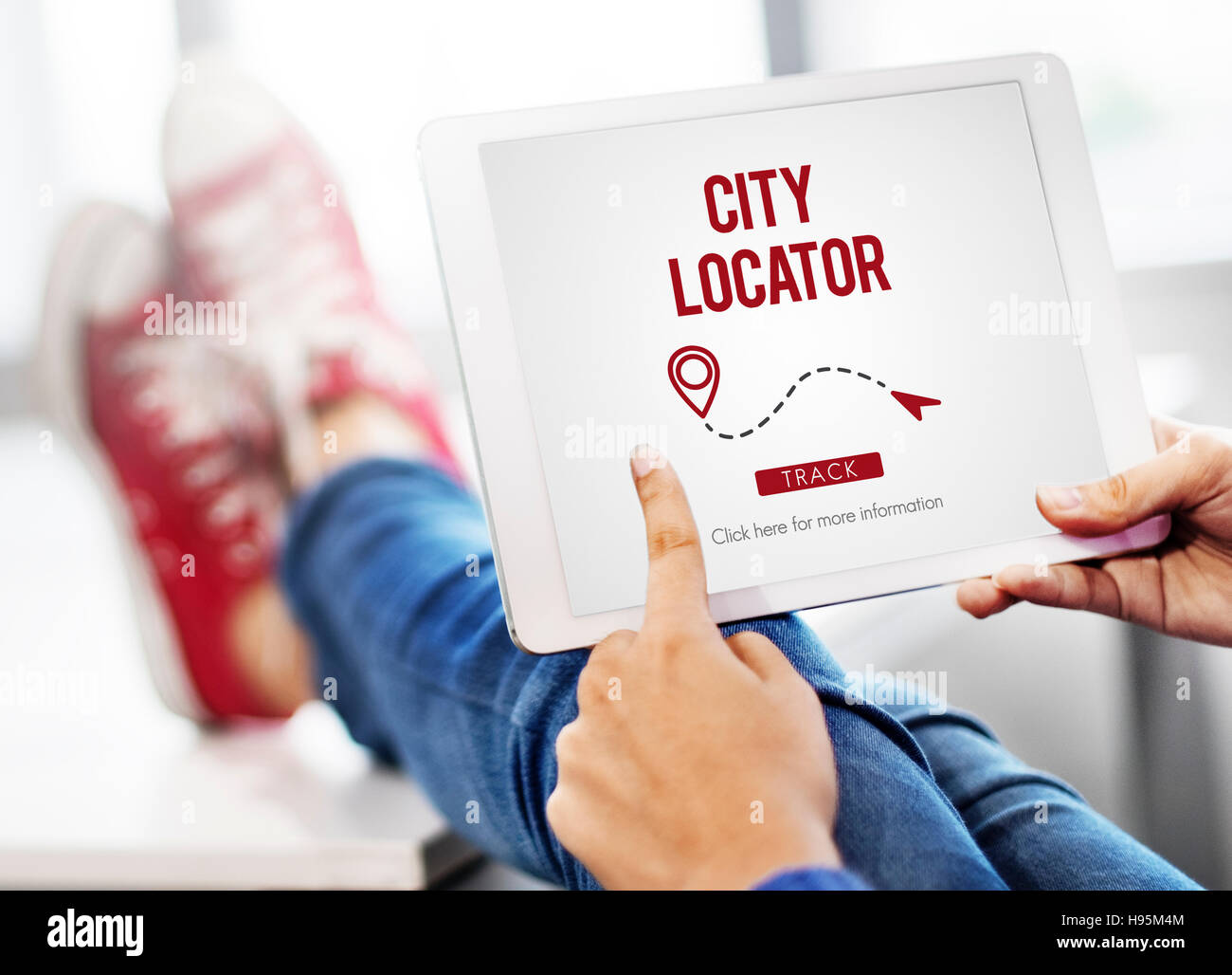 City-Locator-Richtung-Metropole-Bevölkerung-Konzept Stockfoto