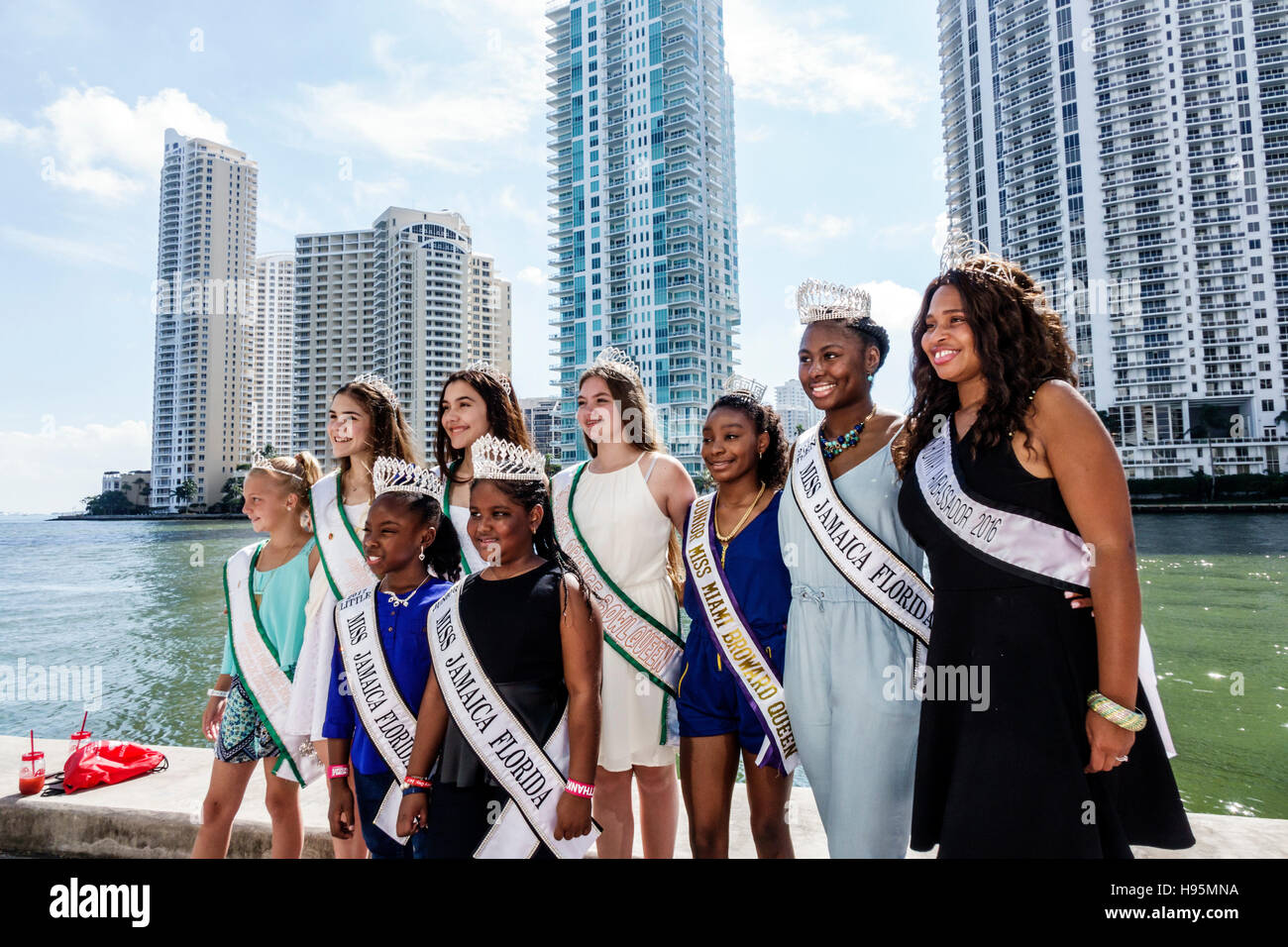 Miami Florida, Downtown Miami Riverwalk Festival, Gewinner des Schönheitswettbewerbs, Miss JamaicaFlorida Orange Bowl Queen, FL161113038 Stockfoto