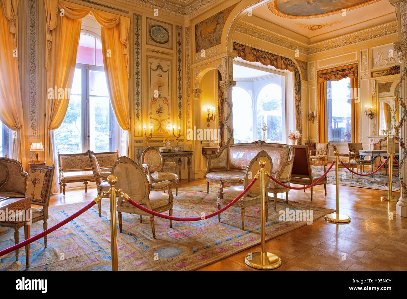 Interieur der Villa Ephrussi de Rothschild in St. Jean Cap Ferrat, Frankreich Stockfoto