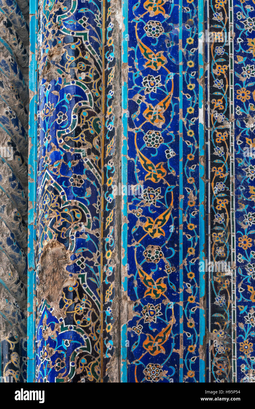 Fliesen Sie-Details auf blaue Moschee auch bekannt als Masjidi Qebud, Tabriz, Iran Stockfoto