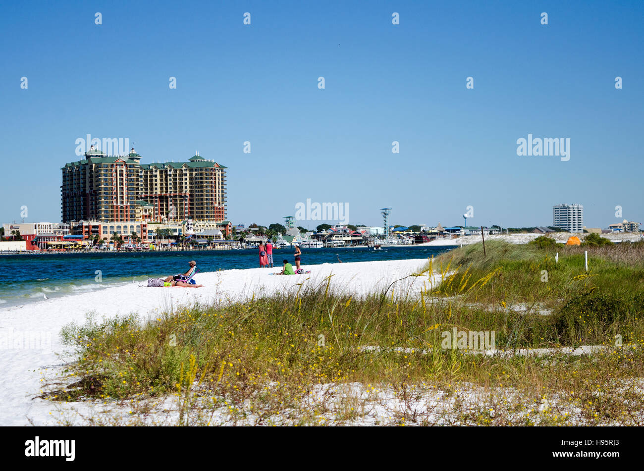 Destin Florida USA militärische Strand auf Okaloosa Island übersieht Destin einen Urlaub resort an der Florida Panhandle und Umgebung uns Stockfoto