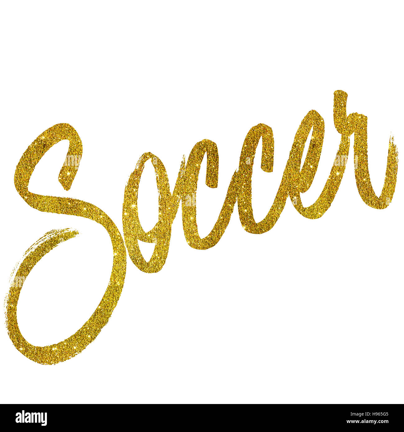 Fußball Gold Faux Folie Metallic Glitter Zitat isoliert Stockfoto