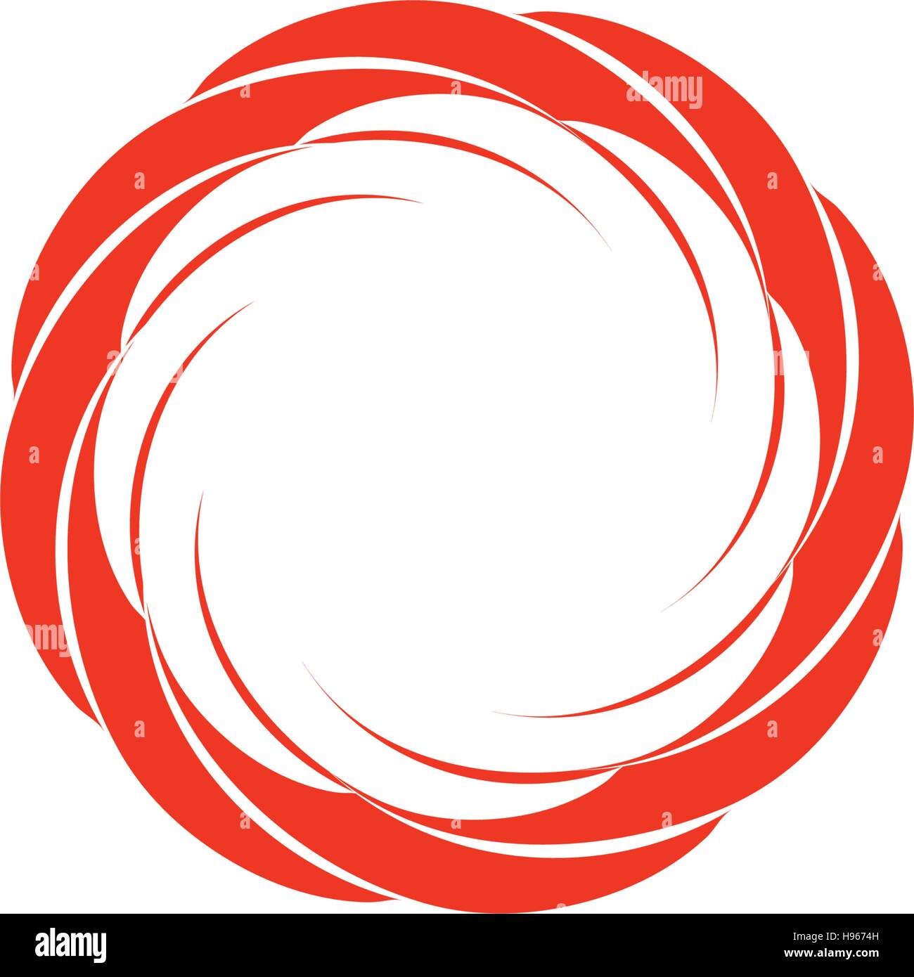 Isolierte Abstrakt rot Runde Sonnen-Logo. Runde Form-Logo. Wirbel, Tornado und Hurrikan-Symbol. Spining hypnotischen Spirale Zeichen. Foto-Objektiv-Symbol. Vektor-Rad-Illustration. Stock Vektor