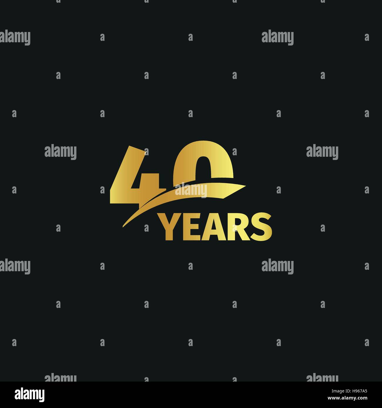 Abstract golden 40th Jahrestag Logo auf schwarzem Hintergrund isoliert. die Nummer 40 Schriftzug. Vierzig Jahre Jubiläum Feier Symbol. 40. Geburtstag-Emblem. Vektor-Illustration. Stock Vektor