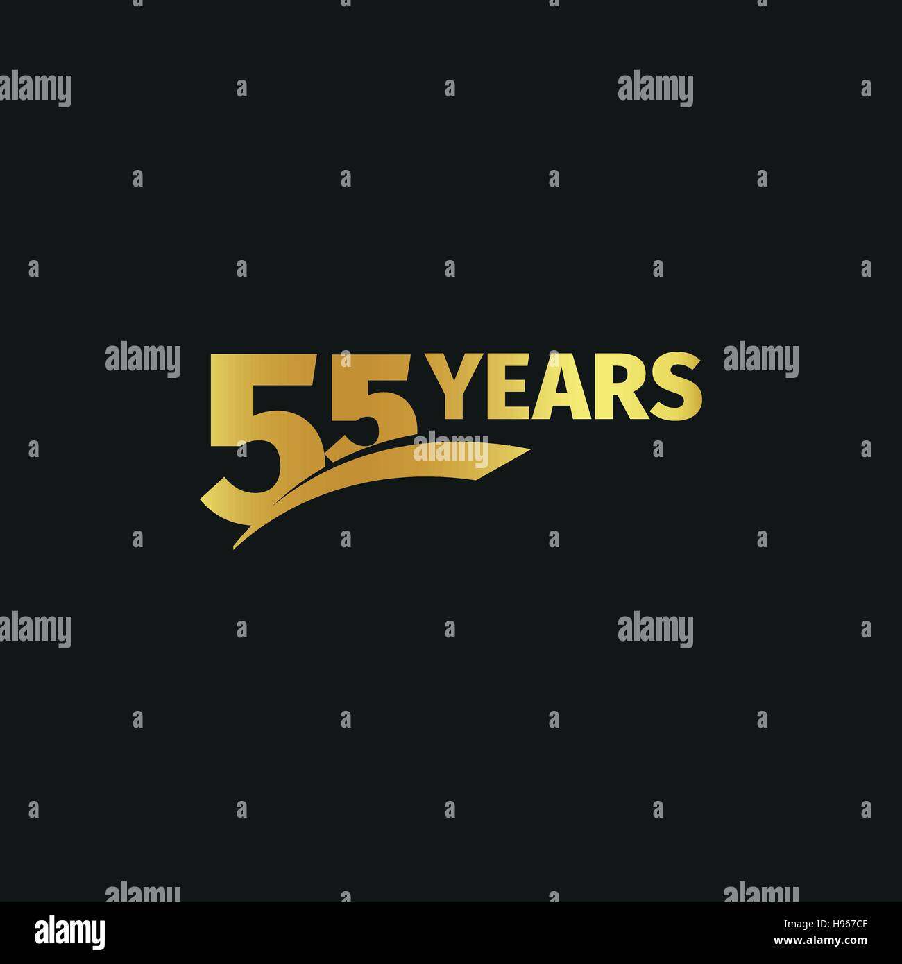 Abstract golden 55th Jahrestag Logo auf schwarzem Hintergrund isoliert. die Nummer 55 Schriftzug. Fünfundfünfzig Jahre Jubiläum Feier Symbol. Geburtstag-Emblem. Vektor-Illustration. Stock Vektor