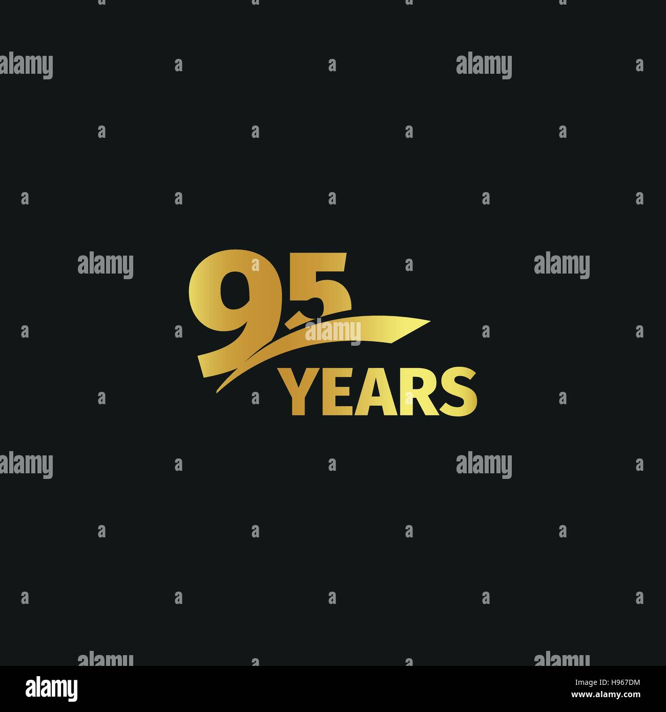 Abstract golden 95th Jahrestag Logo auf schwarzem Hintergrund isoliert. 95 Nr. Schriftzug. Ninty-fünf Jahre Jubiläum Feier Symbol. Geburtstag-Emblem. Vektor-Illustration. Stock Vektor