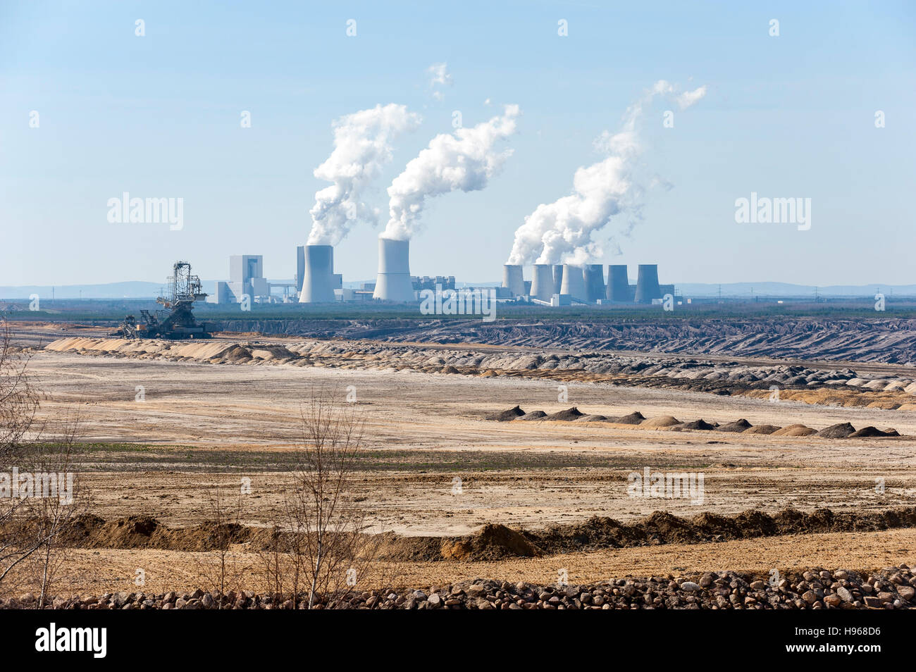 Nochtener Tagebau coal mine und Kraftwerk Boxberg, Landkreis Görlitz, Sachsen, Deutschland, Europa Stockfoto