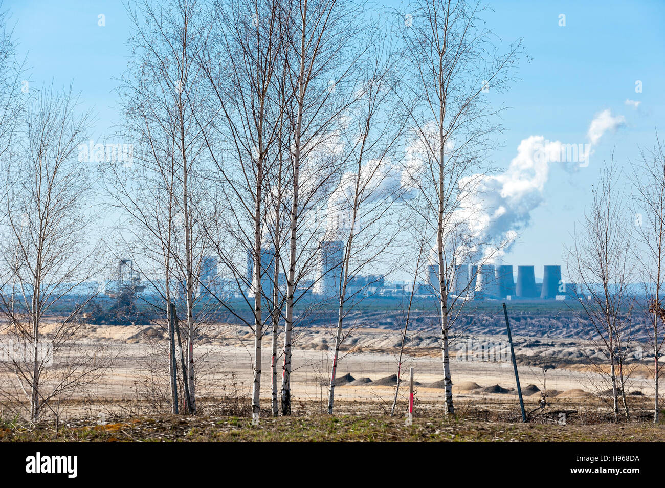 Nochtener Tagebau coal mine und Kraftwerk Boxberg, Landkreis Görlitz, Sachsen, Deutschland, Europa Stockfoto