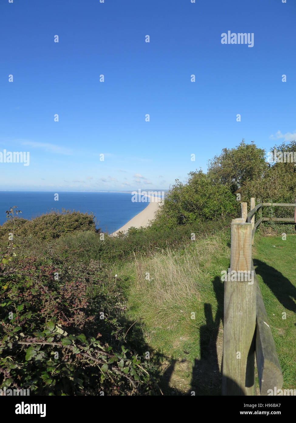 Landschaft-Zaun auf Isle of Portland, Dorset, Großbritannien Stockfoto