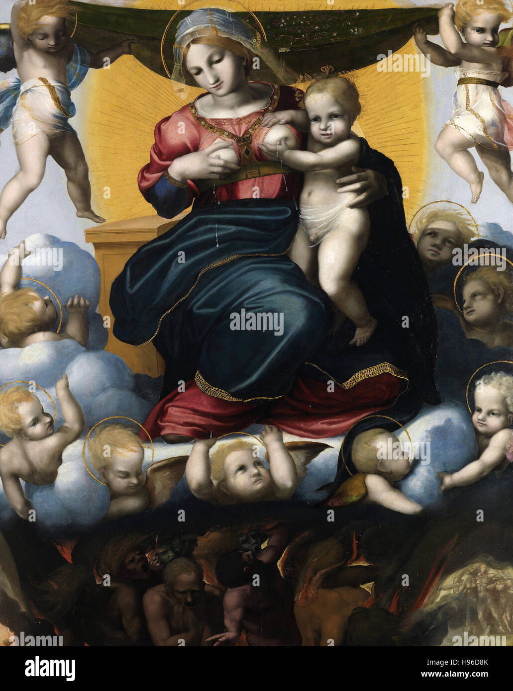 PEDRO MACHUCA - die Jungfrau und die Seelen des Fegefeuers - 1517 Stockfoto