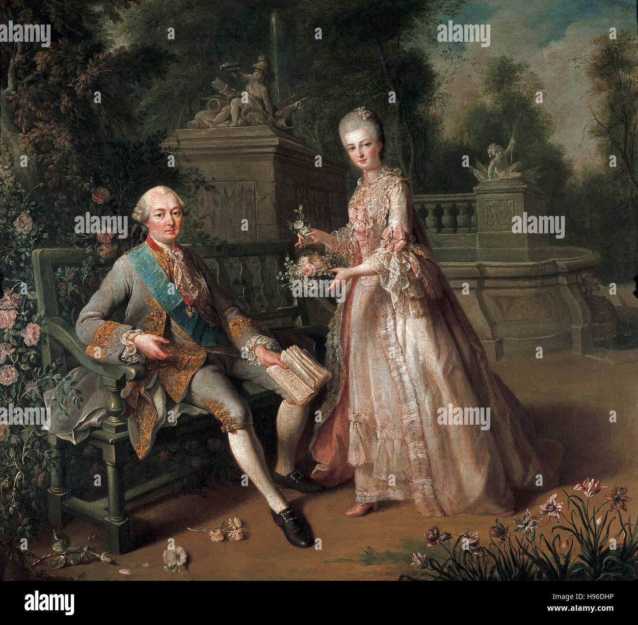 Jean-Baptiste Charpentier--Louis Jean Marie de Bourbon, Herzog von Penthièvre mit seiner Tochter, Louise-Adelaide Stockfoto