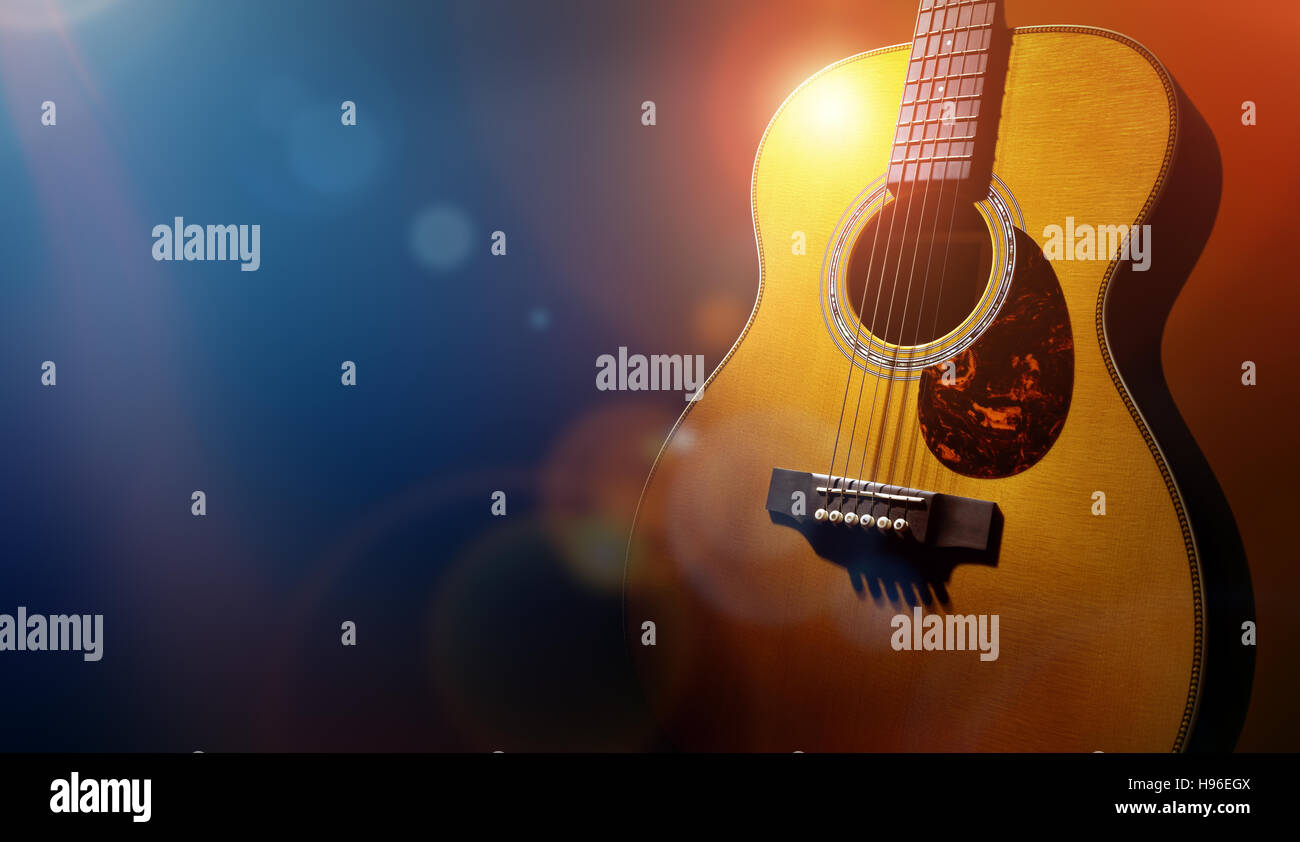 Gitarre und leere Grunge Hintergrund der Bühne Stockfoto