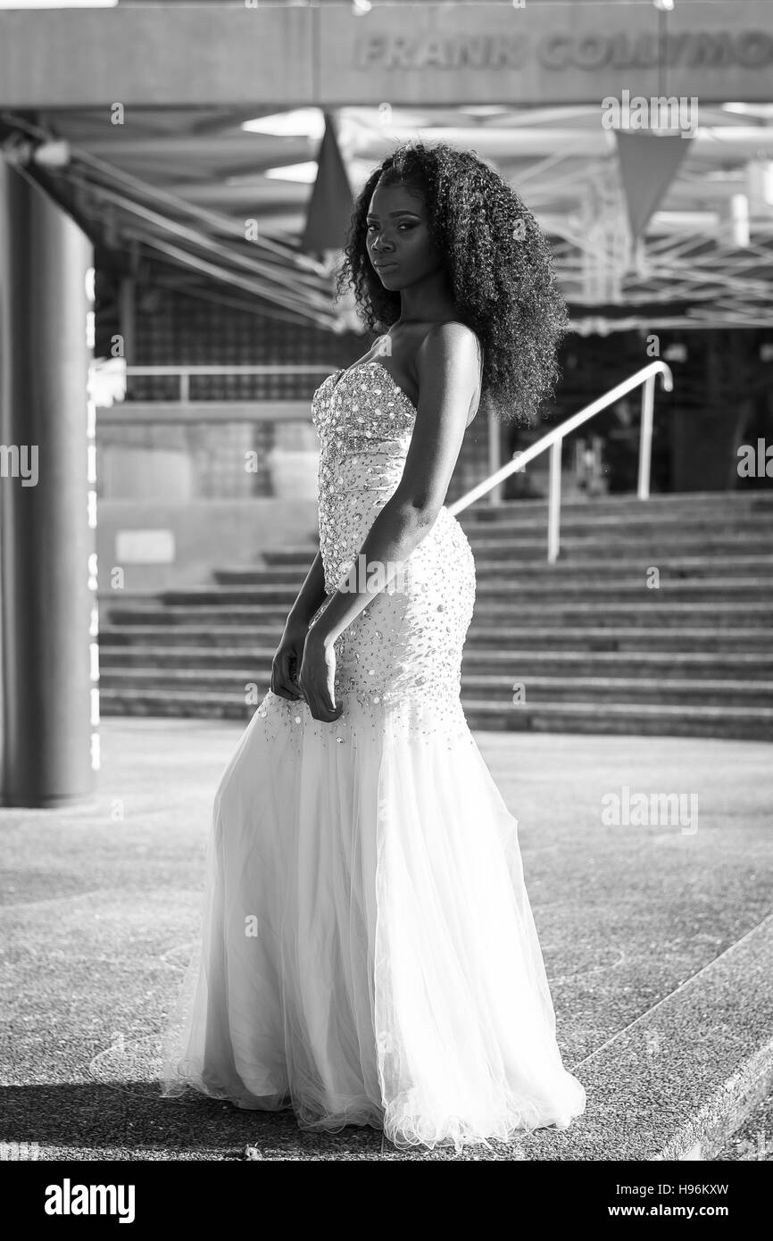 Schönen Barbados Modell tun ein Fotoshooting in Bridgetown Barbados Stockfoto