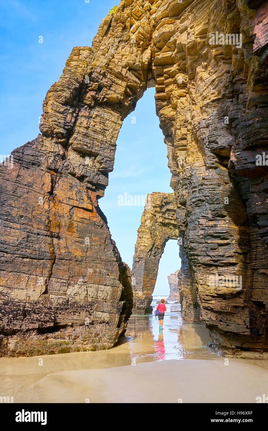 Kathedralen Strand Praia als Catedrais aufsuchen, Ribadeo, Spanien Stockfoto