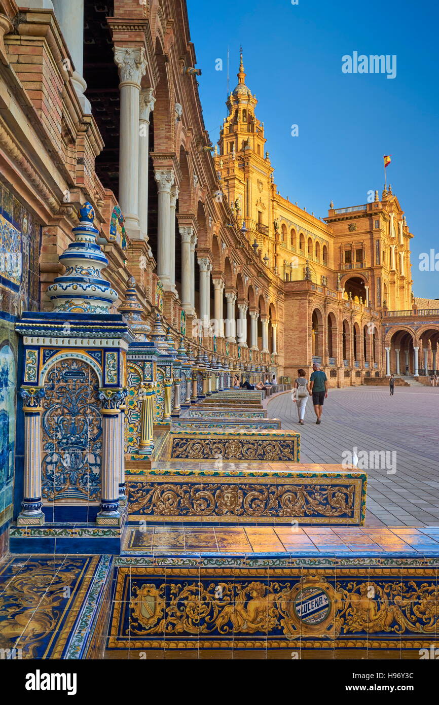 Sevilla, Plaza de Espana, Andalusien, Spanien Stockfoto