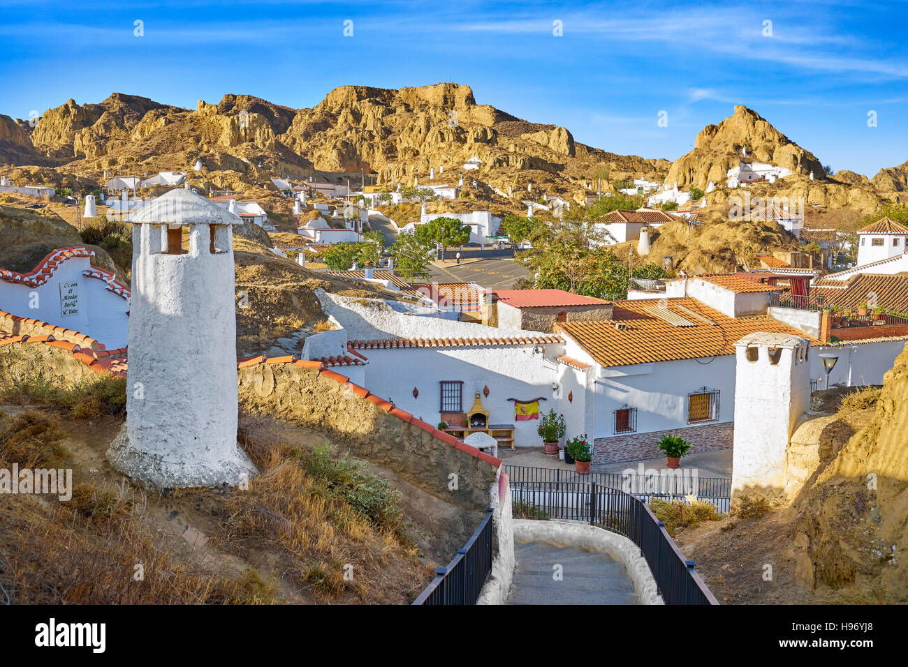 Höhlenwohnungen Höhlenwohnungen, Guadix, Andalusien, Spanien Stockfoto