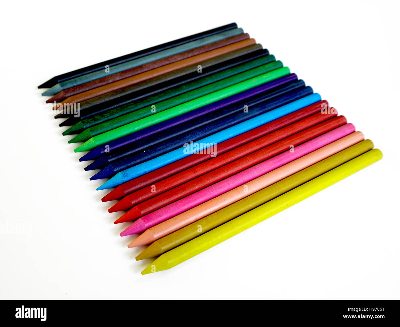 Farbe Bleistifte Diagonale isoliert Briefpapier layout Stockfoto