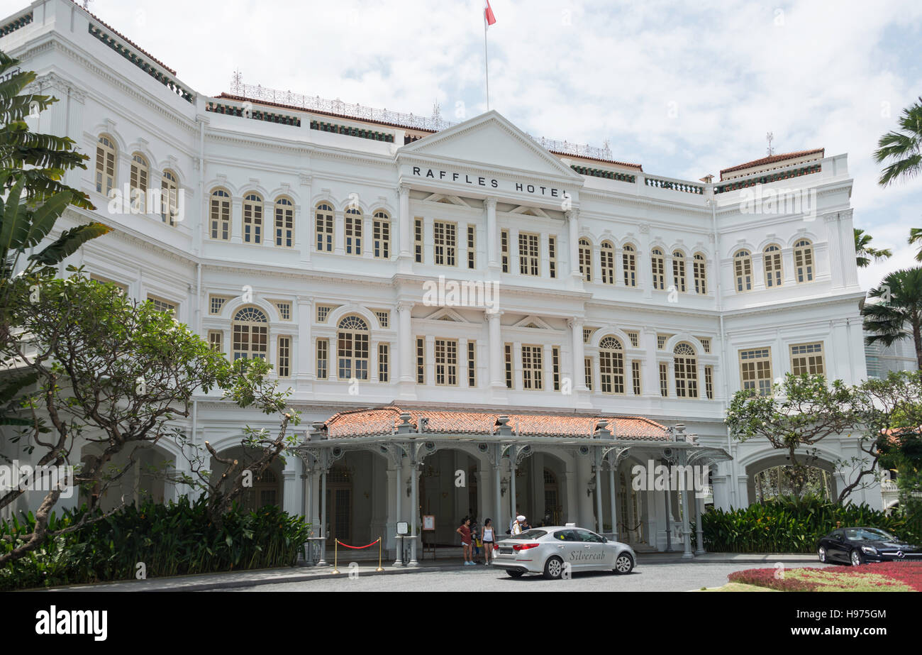 Haupteingang, Raffles Hotel Singapore, Beach Road, Civic District, Central Area, Singapur Stockfoto