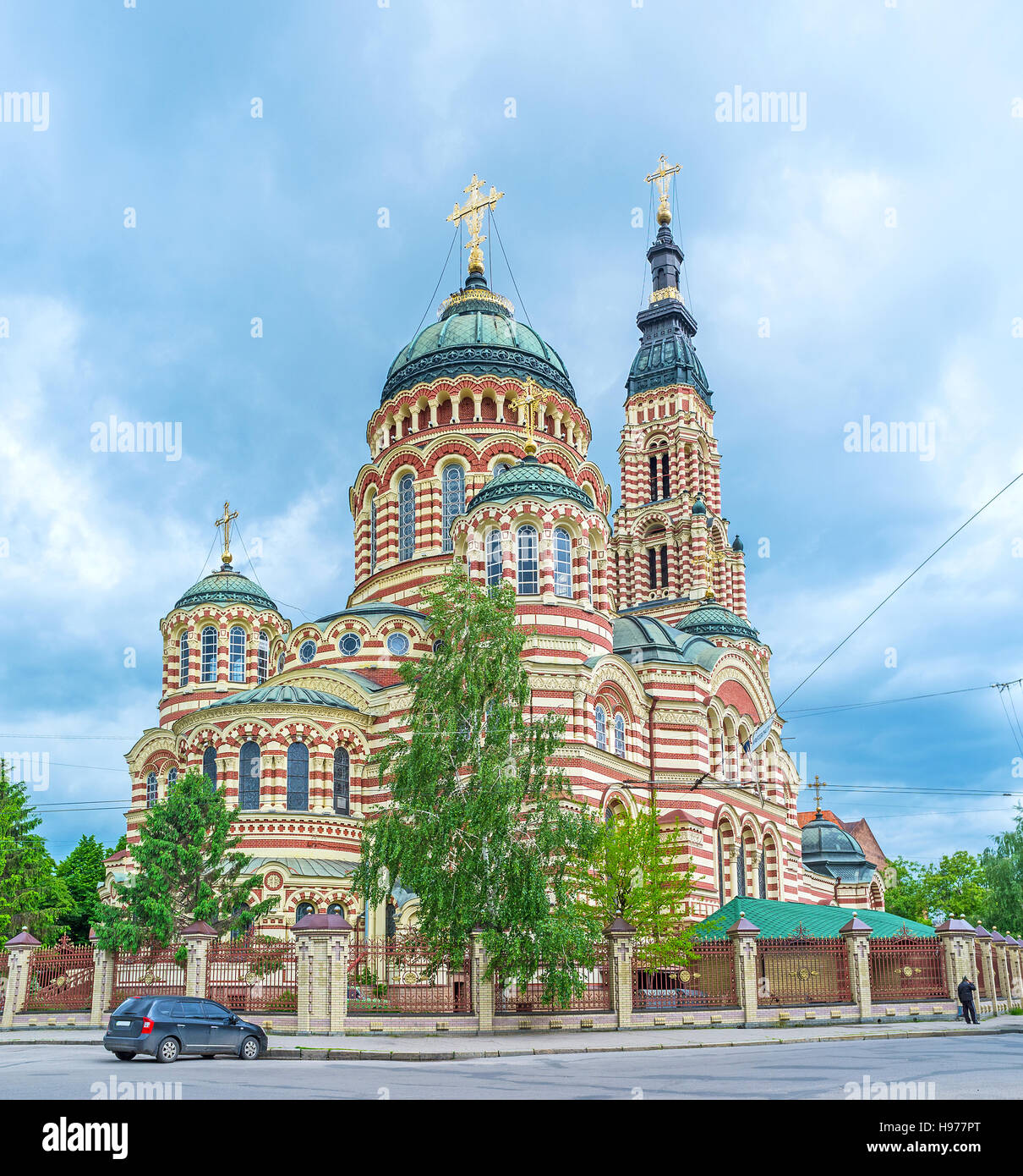 Die Verkündigungskathedrale ist eines der beeindruckendsten Wahrzeichen von Charkiw in der Ukraine Stockfoto