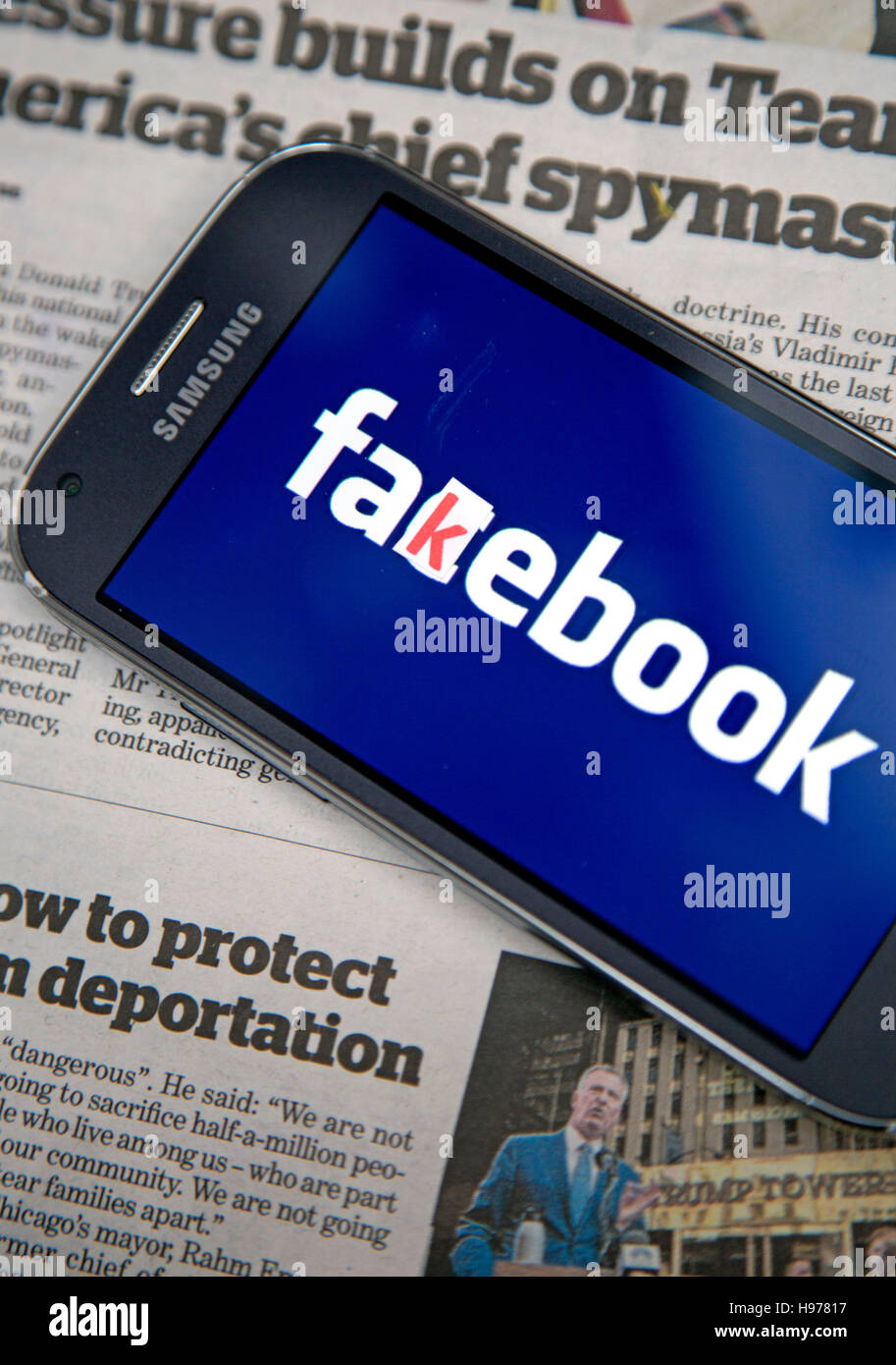 Gefälschte Nachrichten sollen während der jüngsten US-Wahlen in den sozialen Medien platziert wurden Stockfoto