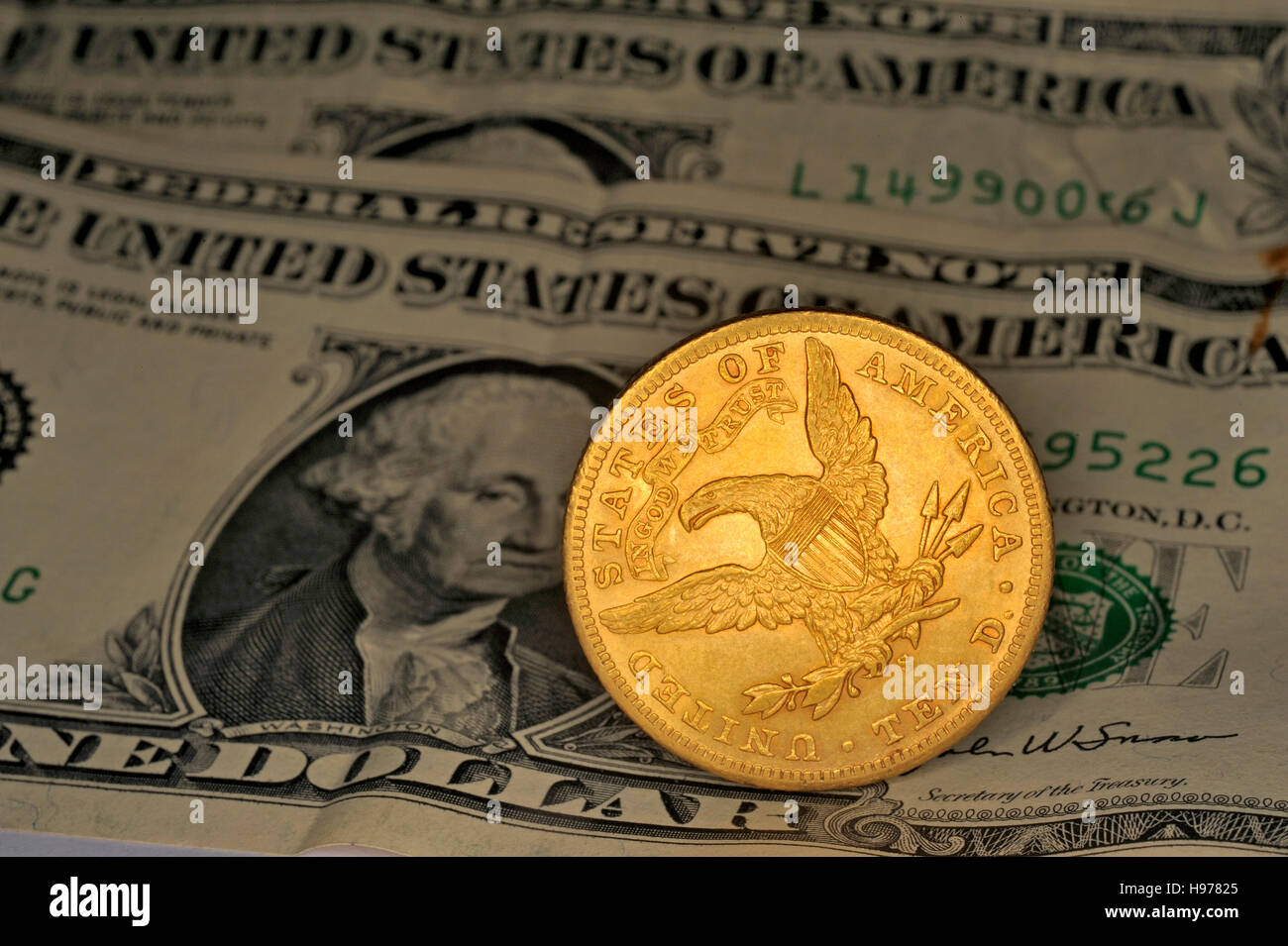 zehn Dollar Gold Münze Stockfoto
