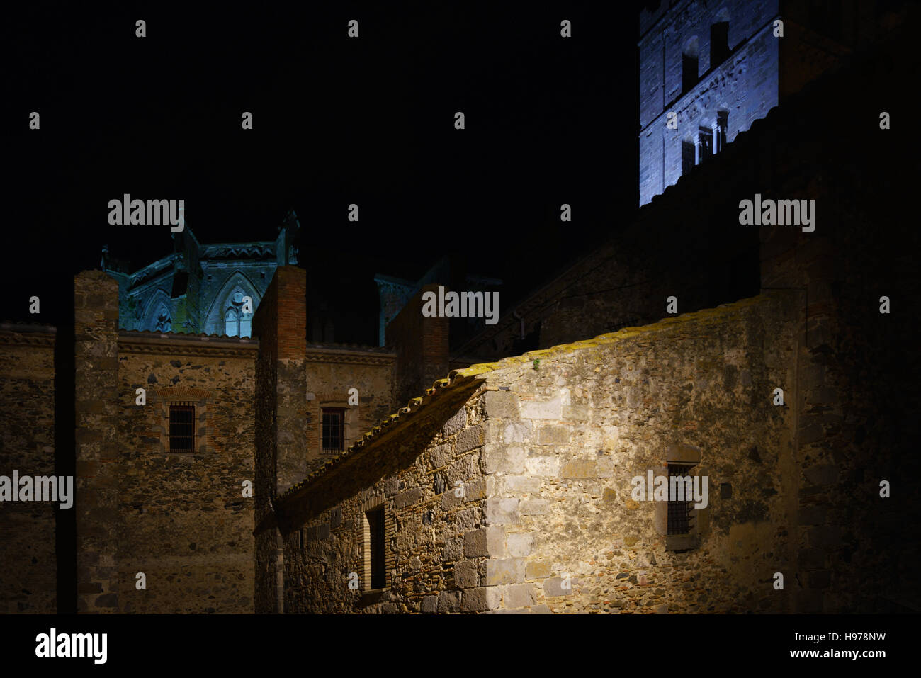 Mittelalterliche Stadt Nachtaufnahmen Stockfoto
