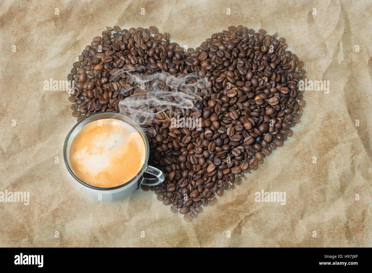 schönes Symbol der Liebe für Kaffee Stockfoto