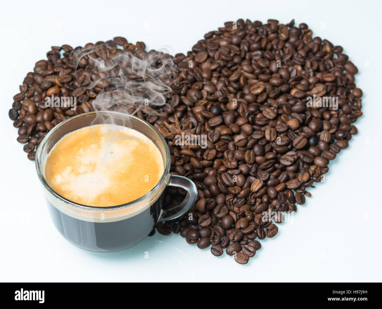 Symbol der Liebe für Kaffee Stockfoto