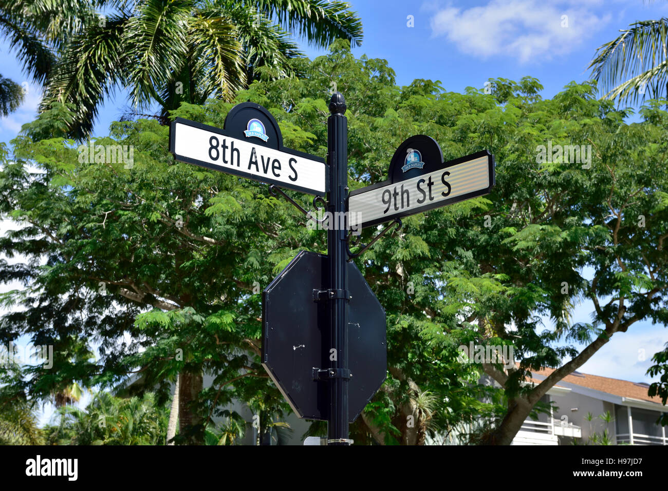 Lokalen Straßenschildern, Naples, Florida, USA Stockfoto