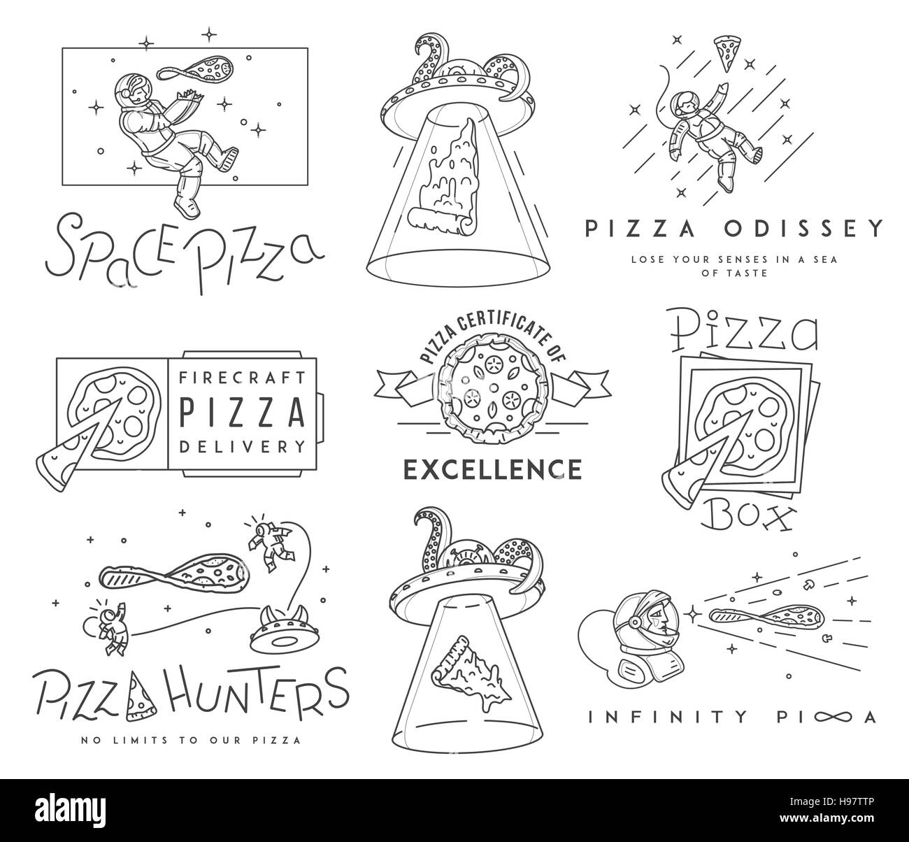 Vektorraum Pizza Jäger Konzept für jeden Einsatz Stock Vektor