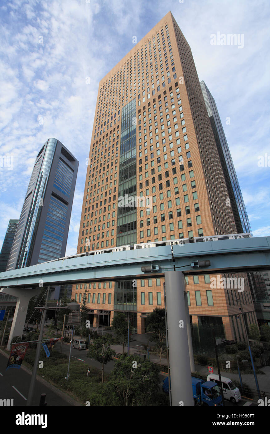Japan, Tokyo Shiodome, Wolkenkratzer, moderne Architektur, Stockfoto