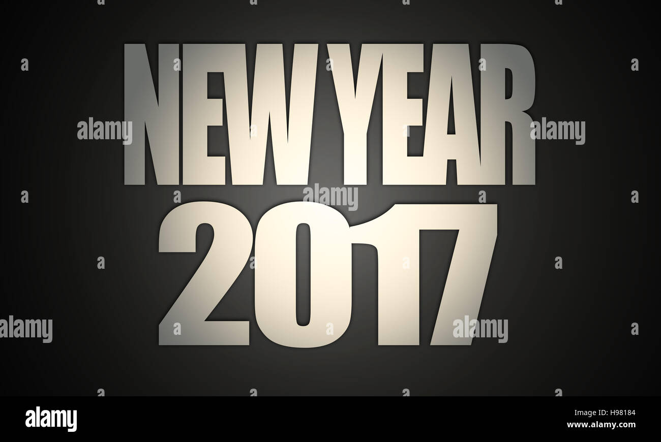 "Neujahr 2017" Abbildung Texte auf dunklem Hintergrund, Digital erstellt von Computer-software Stockfoto