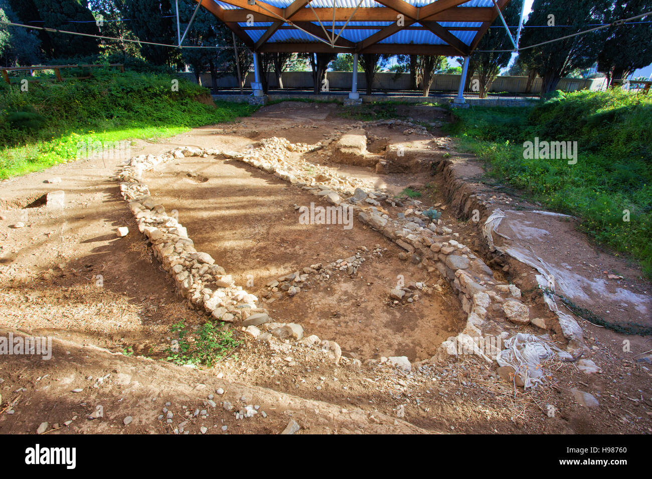 Prähistorischen Hütten bronze Alter. Viale dei Cipressi Dorf nach Milazzo. Sizilien Stockfoto