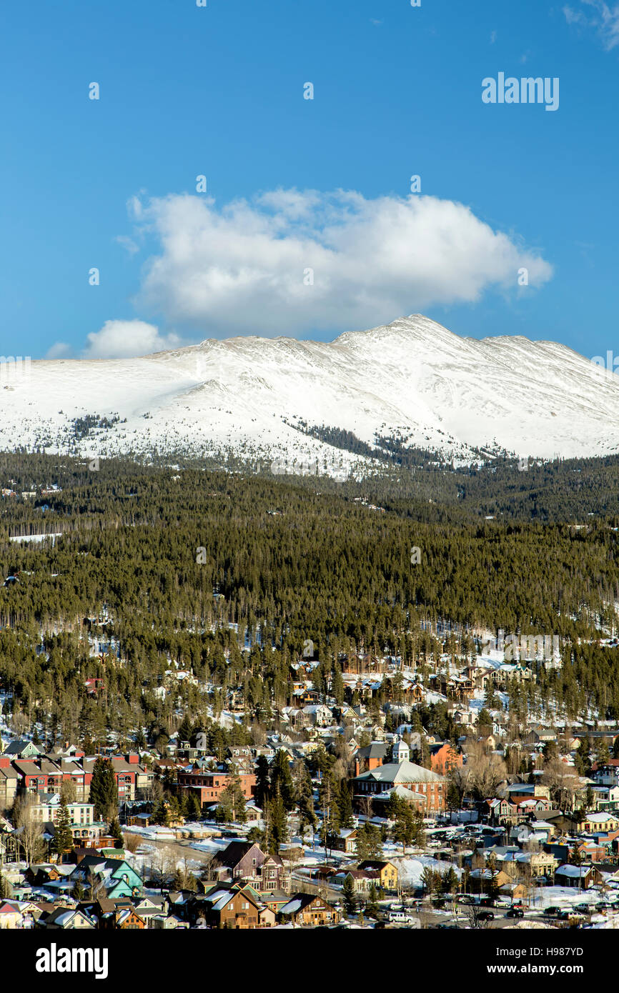 Verschneite kahlen Berg und Breckenridge, Colorado USA Stockfoto