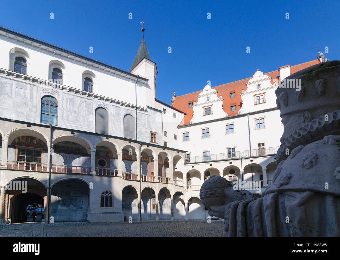 Neuburg an der Donau: Hof des Schlosses, Oberbayern, Oberbayern, Bayern, Bayern, Deutschland Stockfoto