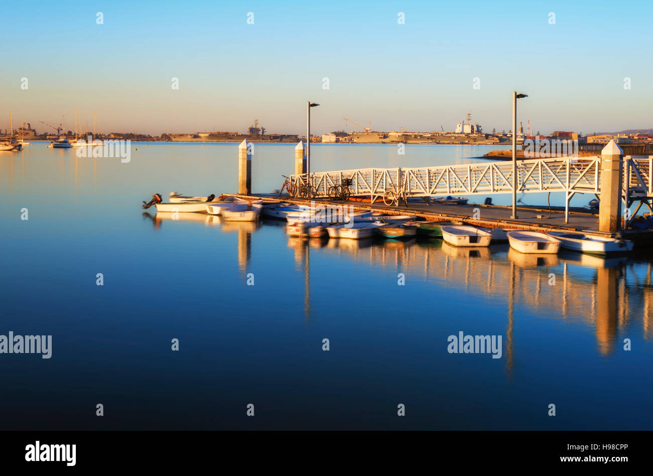 Klein-dock mit Boote Hafen von San Diego, Kalifornien, USA. Stockfoto