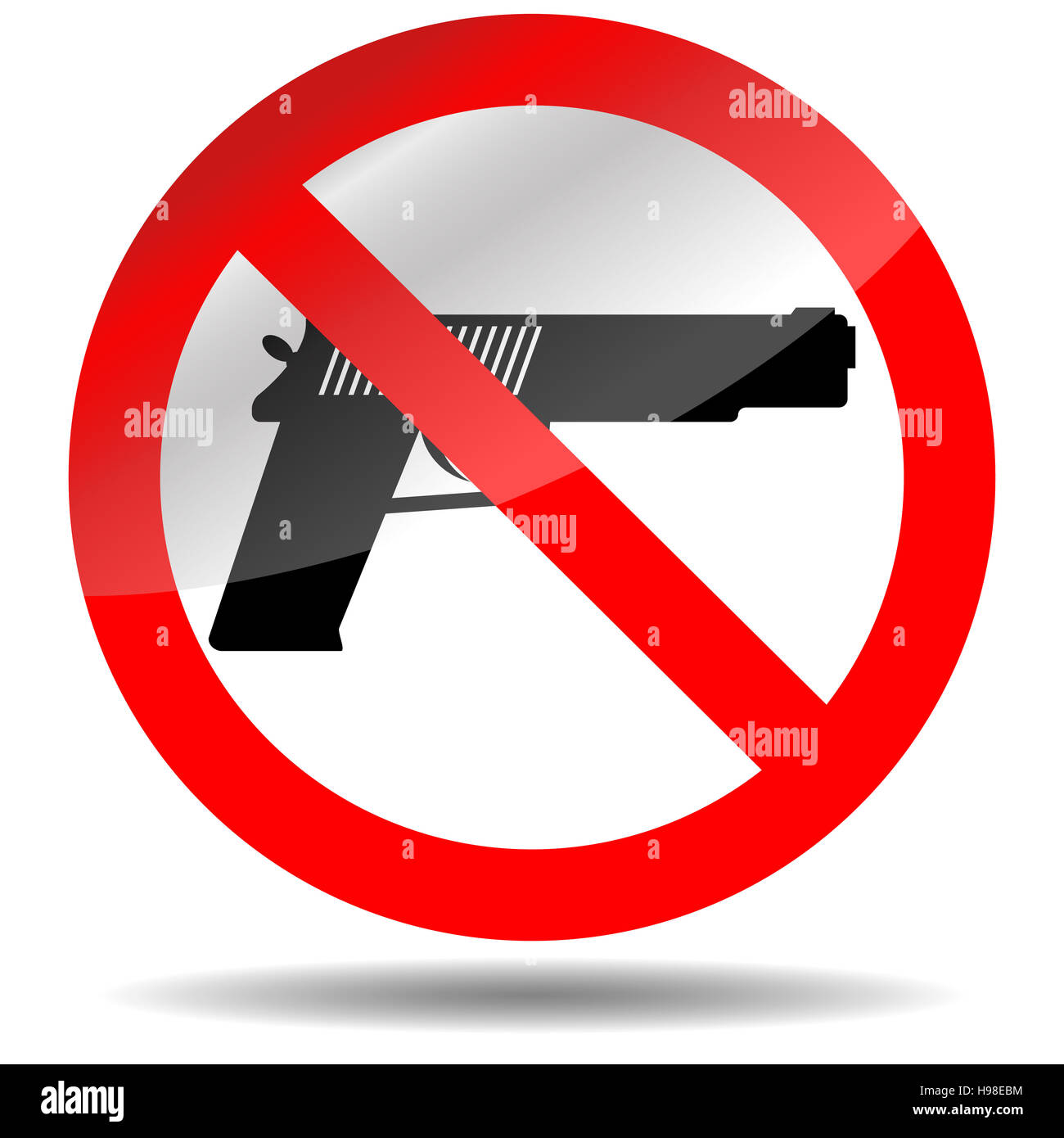 Verbot von Waffen Pistole. Pistole warnt, Einschränkung und Gefahr, Vektor-illustration Stockfoto