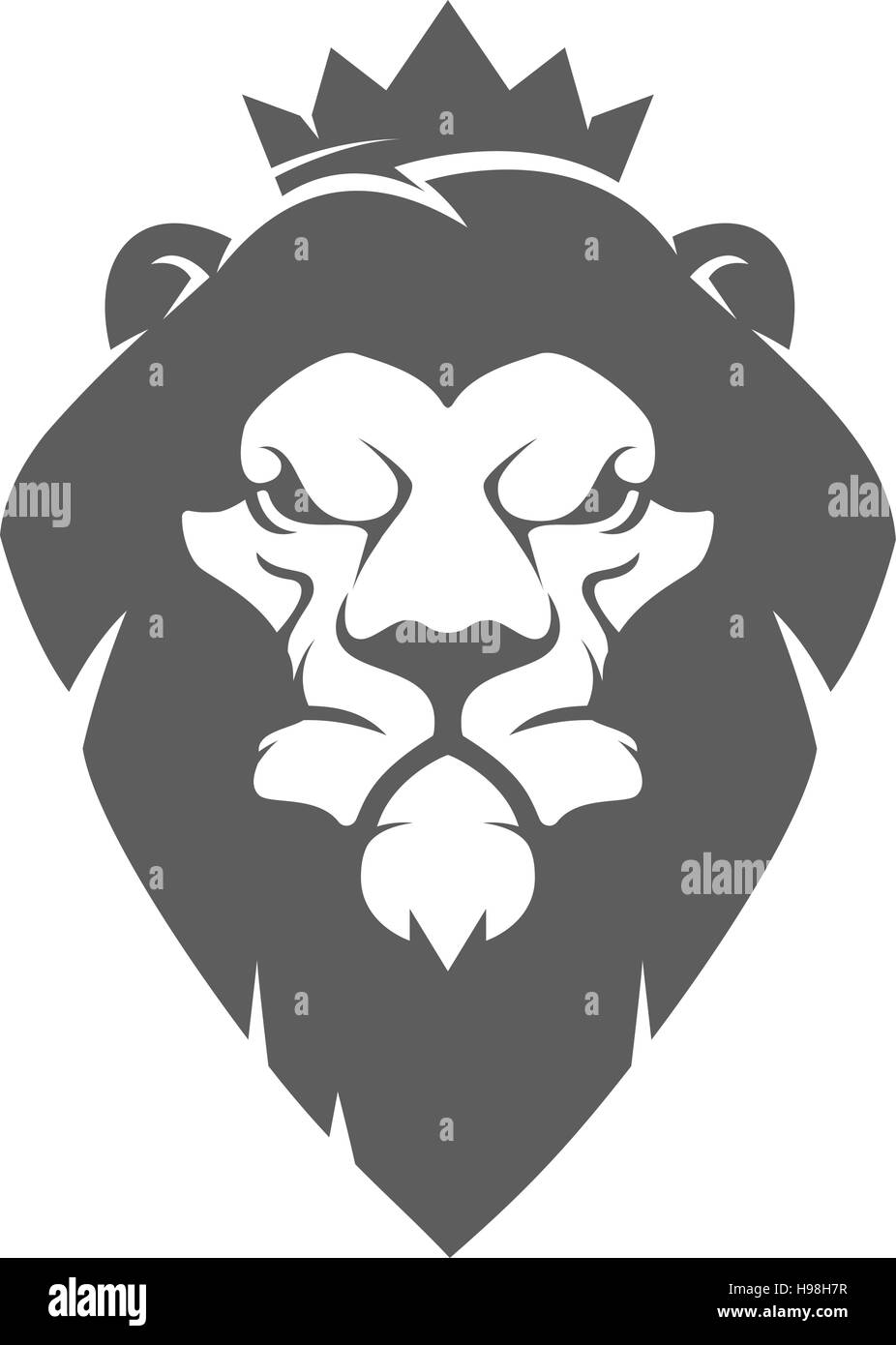 Löwenkopf mit Krone. Gestaltungselement für Label, Emblem, Logo, si Stock Vektor