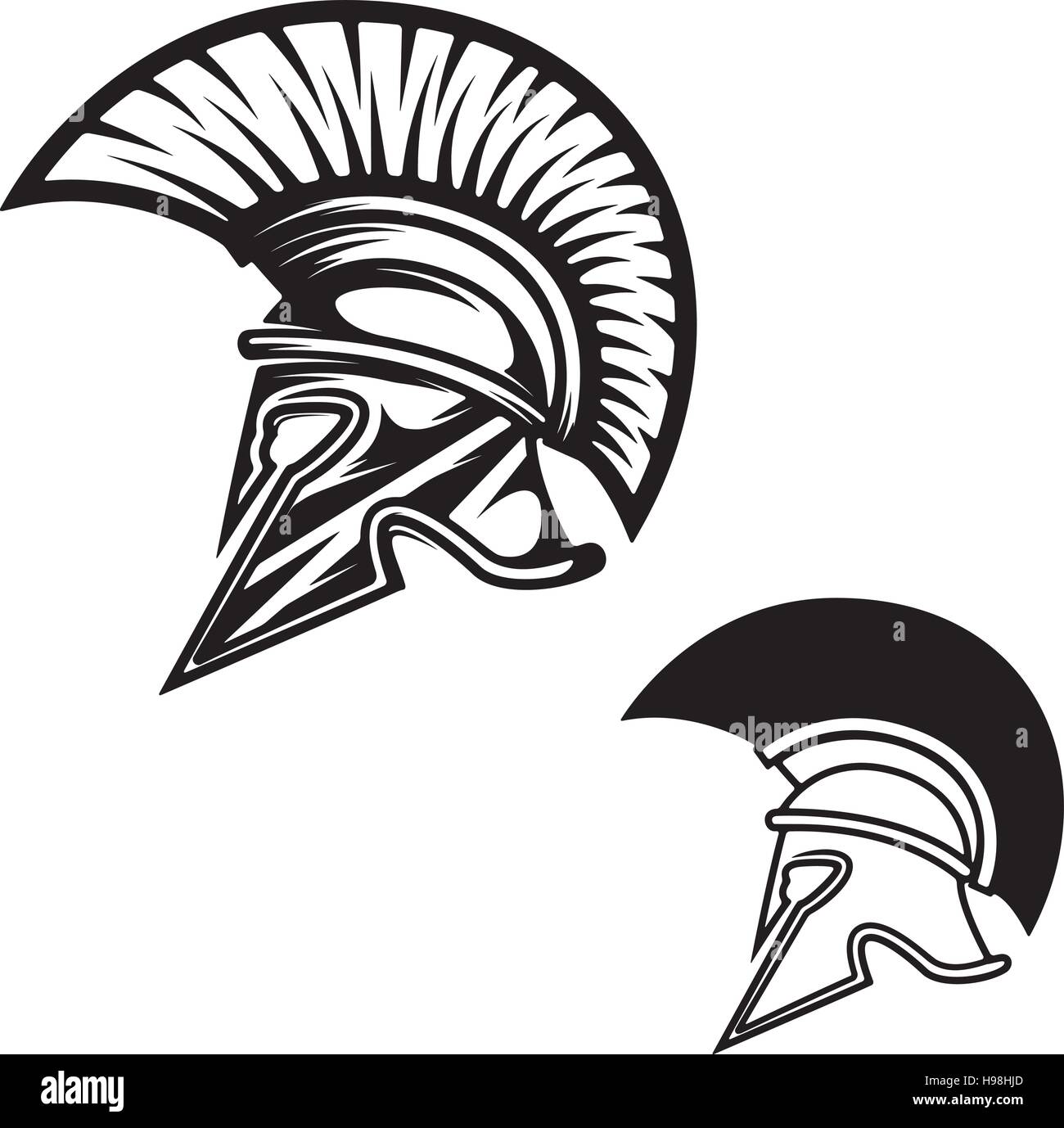 Spartan Helm isoliert auf weißem Hintergrund. Design-Element für Stock Vektor