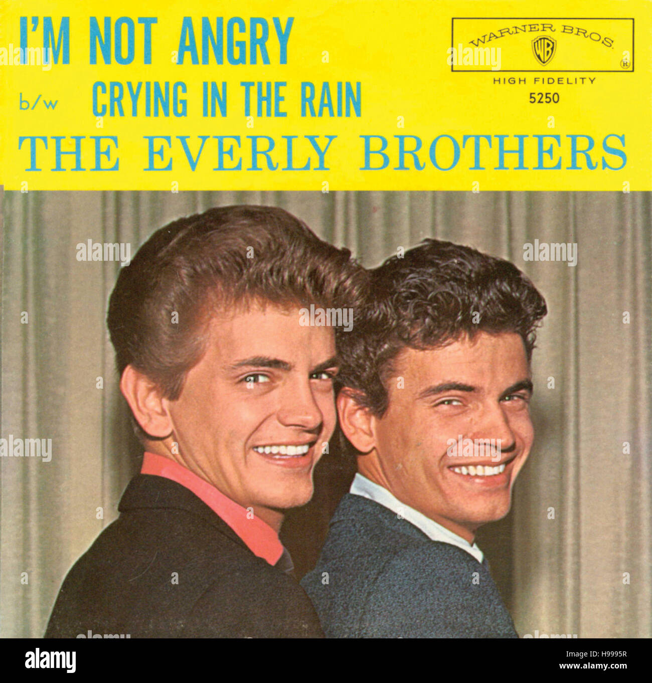 DIE EVERLY BROTHERS 45 Einzelbild Hülse für Song "Ich bin nicht wütend" ca. 1960er Jahre. Stockfoto